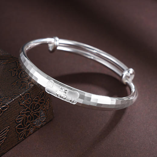 子佩集S999银【福吉相迎】手镯【XXSZ004】纯银切面福2505 商品图3