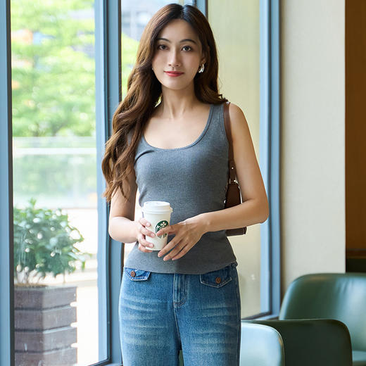 EITIE爱特爱舒适宽肩带遮副乳针织背心女内搭外穿打底2025夏新款B2501624 商品图7