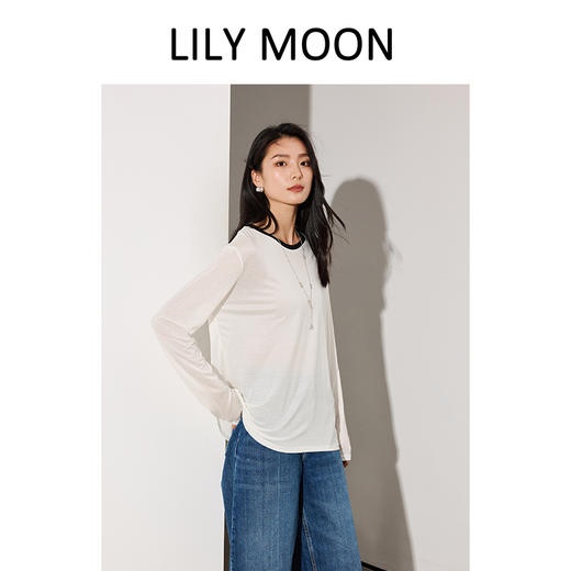 LILYMOON【拼色防晒长袖罩衫】夏季莱赛尔透气罩衫防晒百搭 商品图3