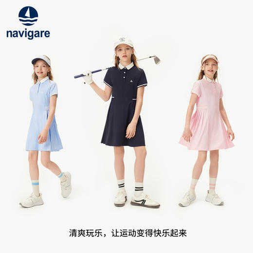 【纳维凯尔】【UPF50+吸湿速干】【120-165】navigare意大利小帆船童装女童翻领连衣裙 商品图3