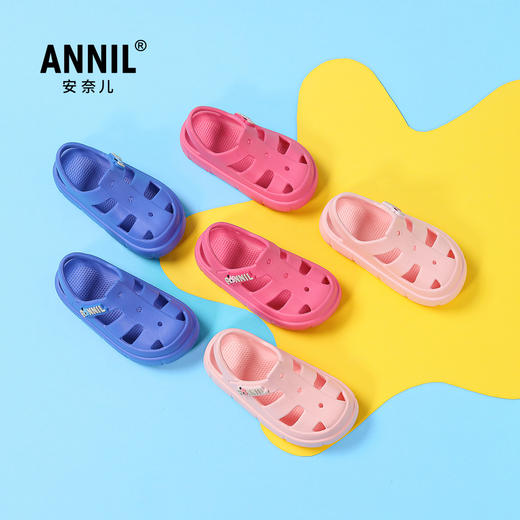 ANNIL/安奈儿男女童夏季透气休闲潮流包头洞洞平底厚底防滑软底凉鞋2025夏款HM5206349 商品图4