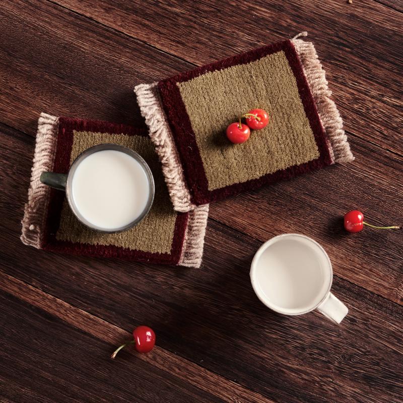 迷你手工藏毯茶杯垫 紧密厚实 舒适耐用  醍醐原创国庆饰品