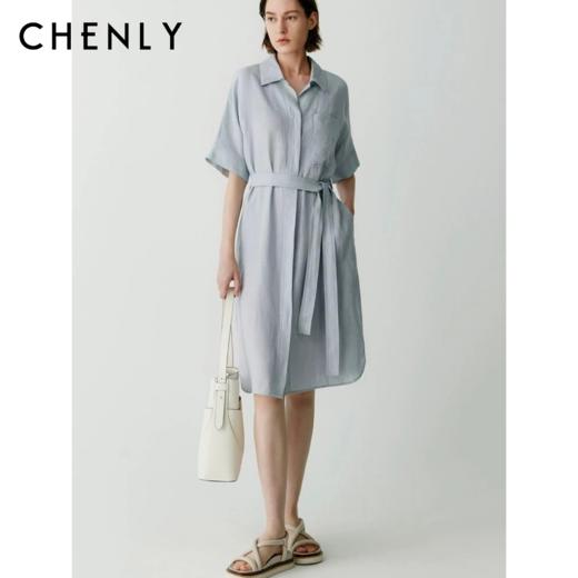 不退不换！尘衣｜25春夏显瘦包肉微落肩亚麻连衣裙 商品图0