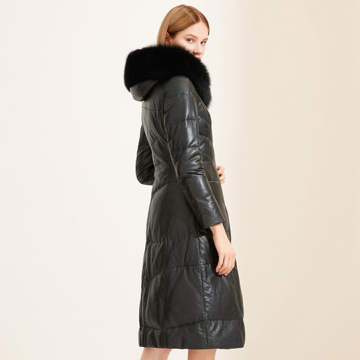 JTAD011500002GA JUZUI/玖姿 时尚狐狸毛领中长款保暖真皮皮衣羽绒服女 商品图2