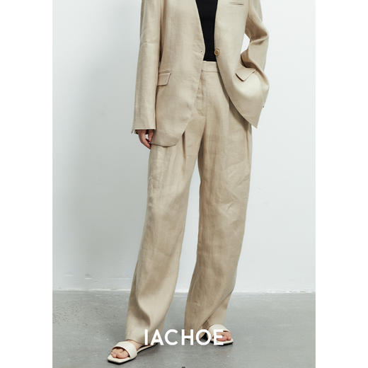 棉仓3531520001-IACHOE 亚麻色阔腿裤 商品图0