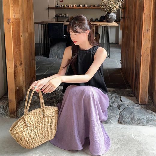 西遇高腰半身裙女夏季新款高腰紫色半身裙SS050658 商品图4