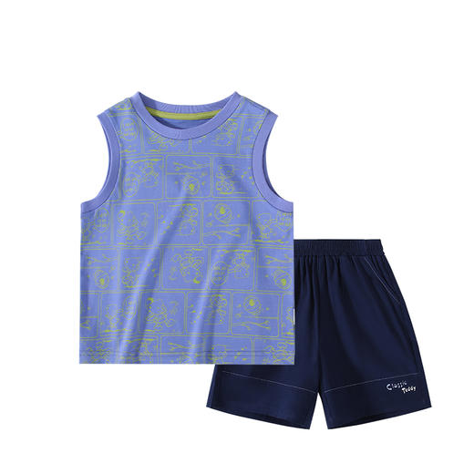 【100%棉 两件套】【90-130】【精典泰迪】男童夏季清凉纯棉背心短裤套装 商品图5