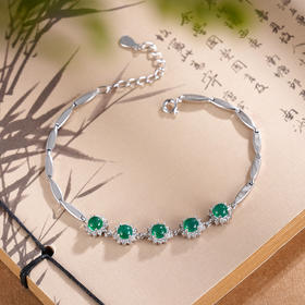 子佩集S925银【绿意疏影】手链【SL005023】纯银绿玉髓小太阳2505