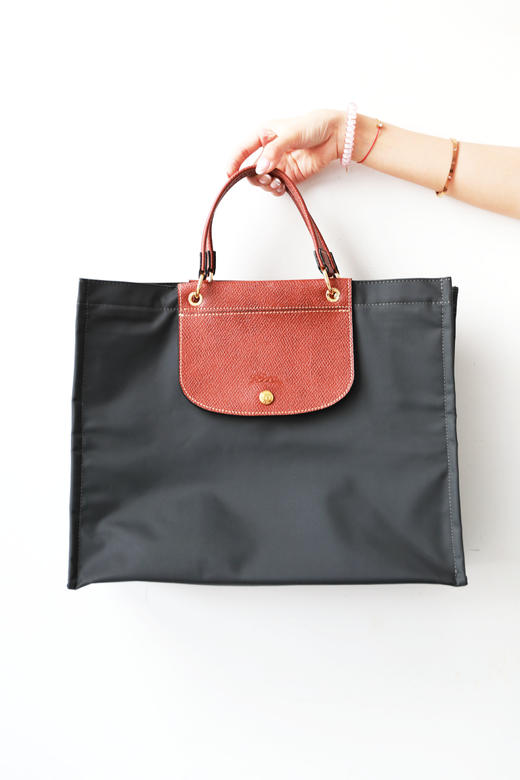 牛皮+织物，大号手提托特包。马卡龙配色法式大容量包包女C050966 商品图9