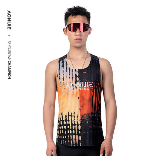 奥尼捷新款跑步背心专业运动速干T恤马拉松竞速背心男士透气工字背心 商品图5