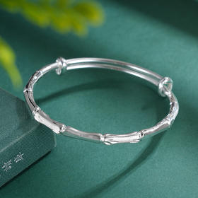 子佩集S999银【竹福佳音】手镯【XXSZ006】纯银竹节竹叶推拉2505