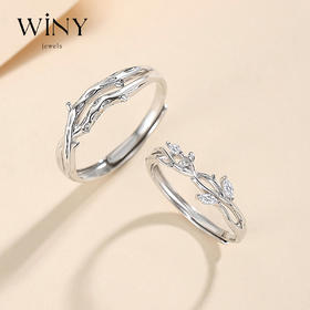 Winy999银结为连理对戒银色配证书送女友男友节日生日礼物