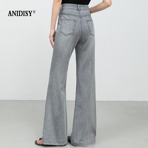 时尚高腰拉链修身弹力拖地微喇牛仔裤 商品图3