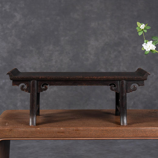 清	紫檀夹头榫如意云纹翘头案中案 商品图0