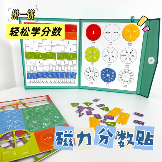 【磁性分数拼图教具】磁性分数盘演示器小学三年级数学加减法运算学习数字启蒙分数教具 商品图0