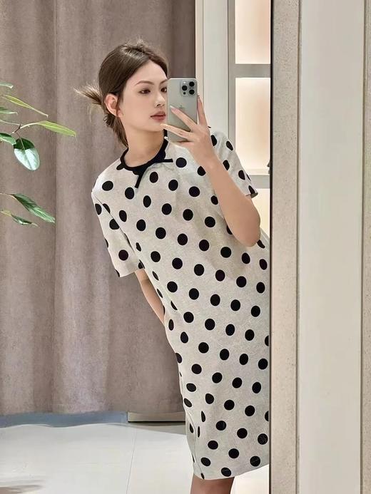 【高品质私服】【GIC斜纹亚麻波点及膝连衣裙】独特肌理 垂坠柔韧 亲肤舒适G1374【无标出货 介意慎拍】CC 商品图3