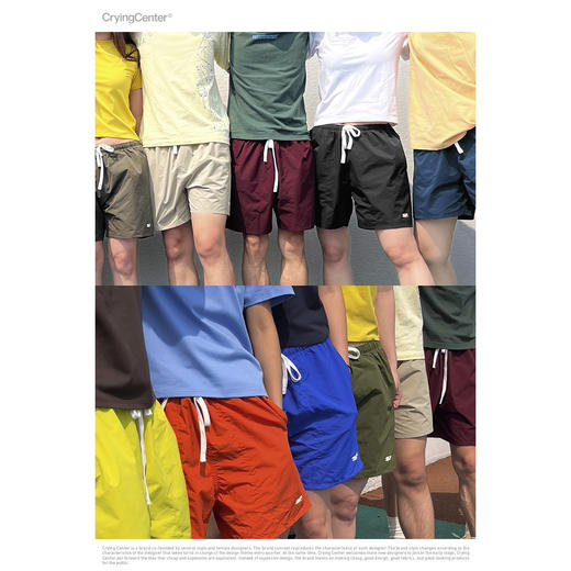 CryingCenter 男女款5寸不过膝防轻泼水沙滩宽松休闲短裤哭喊中心 商品图1