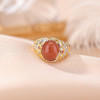 【神鸟凤凰】S925纯银分色蜜蜡水红蛋面椭圆花纹戒指【CW-JZ06957】 商品缩略图6