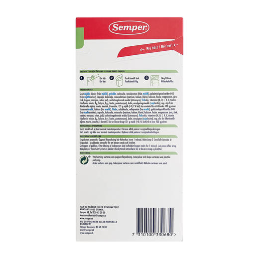 [丹麦/瑞典]森宝BabySemp配方酸化奶2段700克(绿)Semper BabySemp 2 Syrnet pulver 700g 商品图2