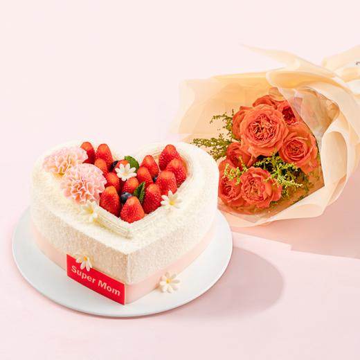 【爱的颂歌】馨香花语邂逅沁甜草莓，满满的爱意，给她惊喜（深圳幸福西饼蛋糕） 商品图1