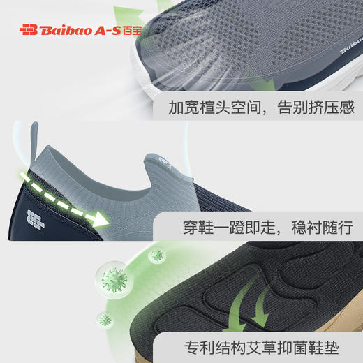 百宝男士一脚蹬网面透气夏季中老年舒适不累脚防滑软底爸爸健步鞋 商品图3
