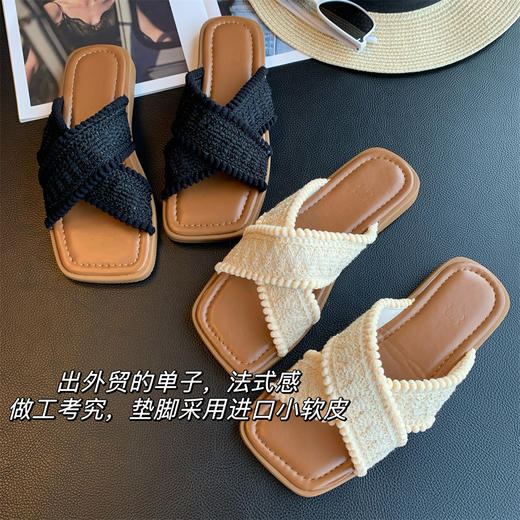 米亚风手工编织交叉真皮鞋垫牛筋大底软底鞋拖凉鞋 商品图8