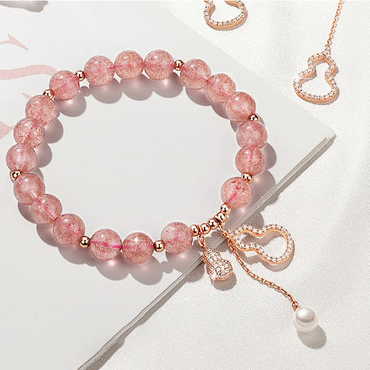 piara天然草莓晶葫芦水晶珍珠手串BKA3106 商品图0