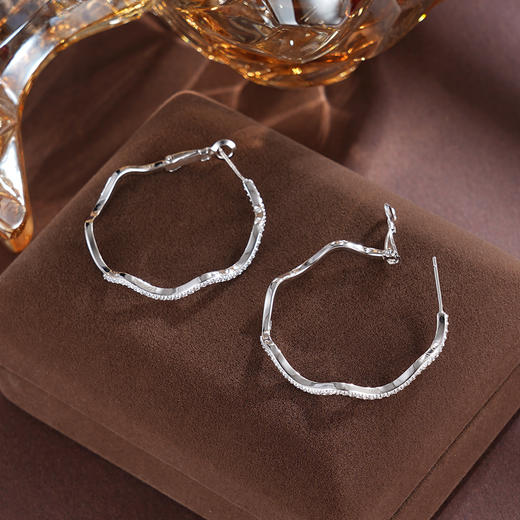 子佩集S925银【粼粼清波】耳环【YEH-2439101】纯银时尚扣环耳圈波浪2505 商品图4