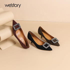 westory新款小尖头细高跟舒适优雅正装单鞋S24CE75351