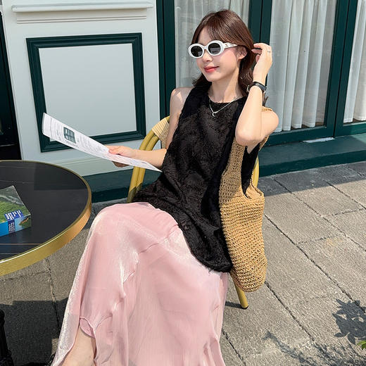 西遇网纱半身裙套装女夏季新款法式小资流苏无袖上衣两件套SS050678/SS050679 商品图2