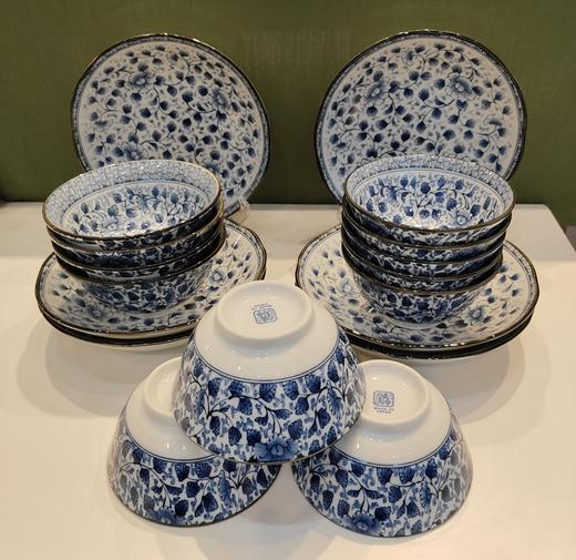 【样品清仓】日本美浓烧陶瓷有古窑餐具蔓唐草16件套装蓝染牡丹18件套 商品图9