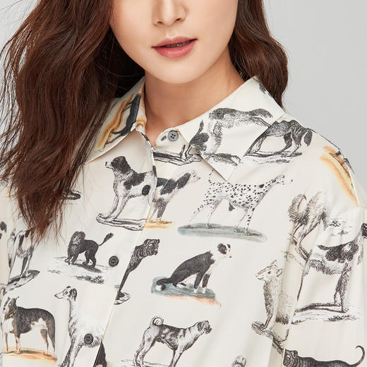 69276732022810342657807  鄂尔多斯erdos  鄂尔多斯桑蚕丝动物印花女衬衫连衣裙 商品图4