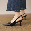 【预售5天】细跟包头凉鞋女尖头一字带春夏百搭单鞋真皮高跟鞋QQJFG&JZ-1862F 商品缩略图2