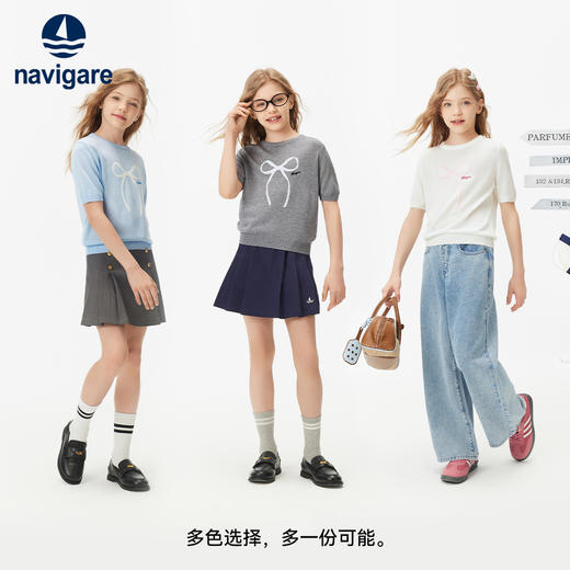 【纳维凯尔】【120-165】Navigare意大利小帆船童装女童短袖针织衫 商品图4