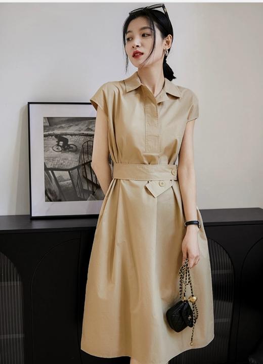 【定织匹马棉文艺POLO领短袖连衣裙】千元品质，棉中贵族”新疆细绒匹马棉"复古通勤体制内穿搭 100%细绒匹马棉 商品图1