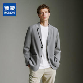罗蒙男式商务西服轻盈透气休闲单西纯色百搭基础通勤日常西装外套男