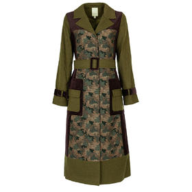 59M07A07W25420 慕詩MOISELLE慕詩女式帅气军绿色拼接风衣