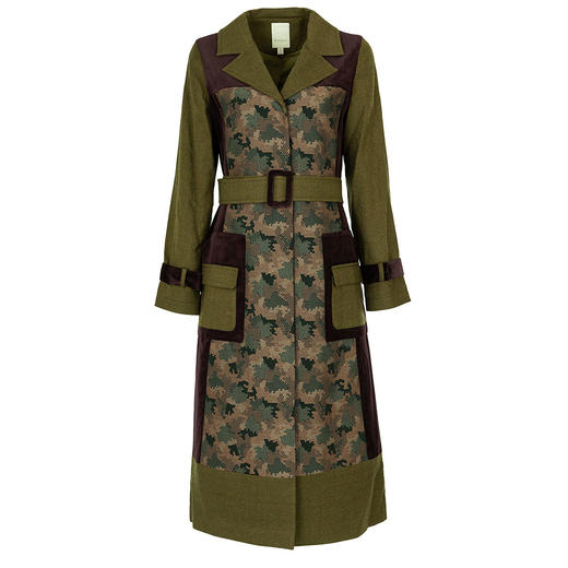 59M07A07W25420 慕詩MOISELLE慕詩女式帅气军绿色拼接风衣 商品图0