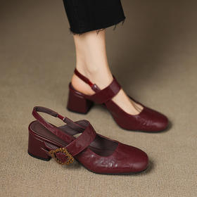 【预售5天】法式时尚百搭，粗跟高跟包头凉鞋AJ&AJ9955