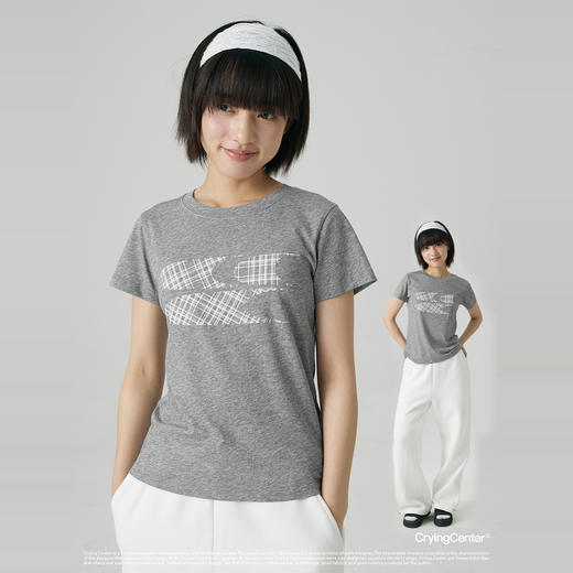 CryingCente 多色格纹logo正肩修身短袖Tee 哭喊中心 商品图0
