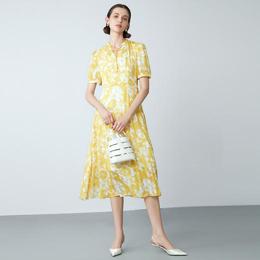 EITIE爱特爱夏季新款法式植物印花通勤显瘦连衣裙7807549 商品图3