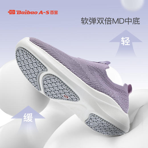 百宝女鞋一脚蹬网面透气健步鞋轻便女士休闲运动鞋防滑缓震送妈妈 商品图1