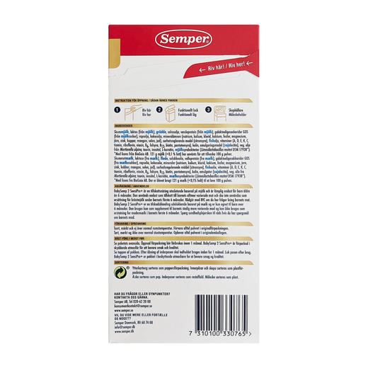 [丹麦/瑞典]森宝BabySemp益生菌奶粉2段700克(黄盒) Semper BabySemp 2 SensiPro 700g 商品图2