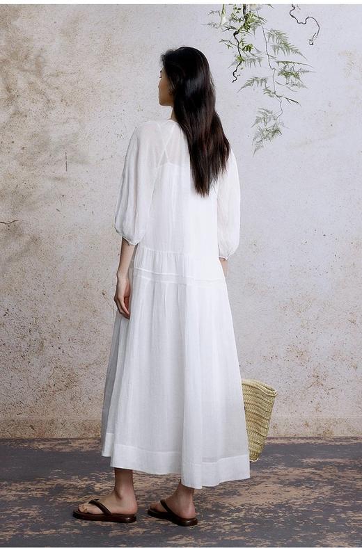 【高品质私服】【ZZ度假感V领连衣裙】质地细腻亲肤，轻薄有呼吸感，闲适出街G1366【无标出货 介意慎拍】CC 商品图4