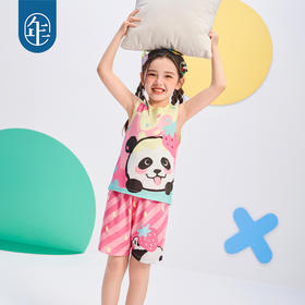 年衣25年夏季新款卡通休闲无袖上衣短裤两件套盼达派对套装