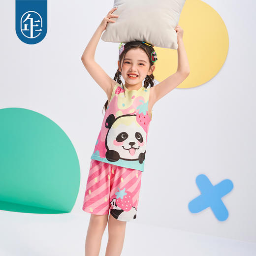 年衣25年夏季新款卡通休闲无袖上衣短裤两件套盼达派对套装 商品图0