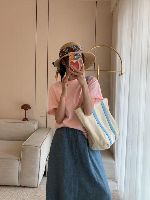 510-3 45R 竹节棉 夏日多巴胺 彩色圆领短袖T恤 商品图2