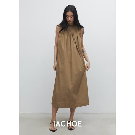 棉仓3531516001-IACHOE领口褶皱夏季连衣裙 商品图2