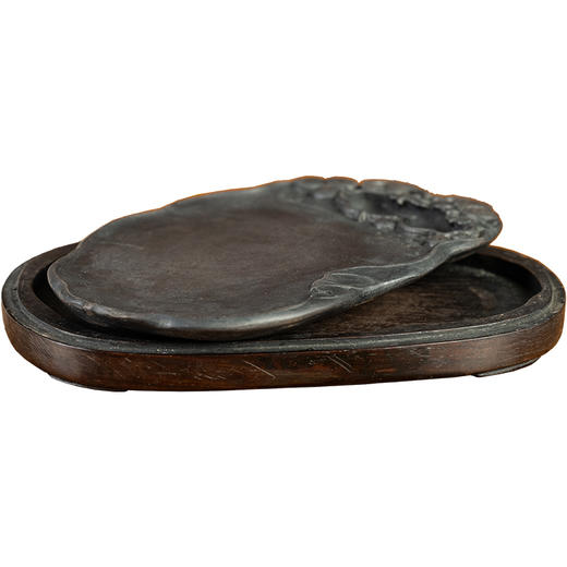 清	葡萄纹随形端砚（红木砚盒） 商品图5