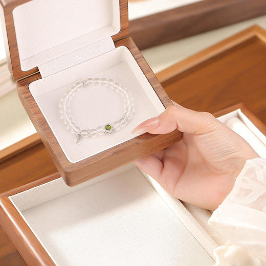 【星辰幻境】S925纯银天然白水晶绿色碧玺星星圆珠手串【CW-SL11739-30】 商品图2